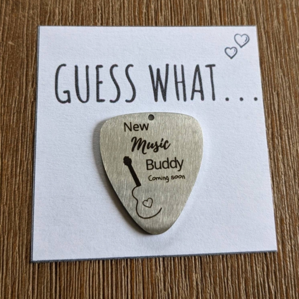 Guitar pick pregnancy announcement